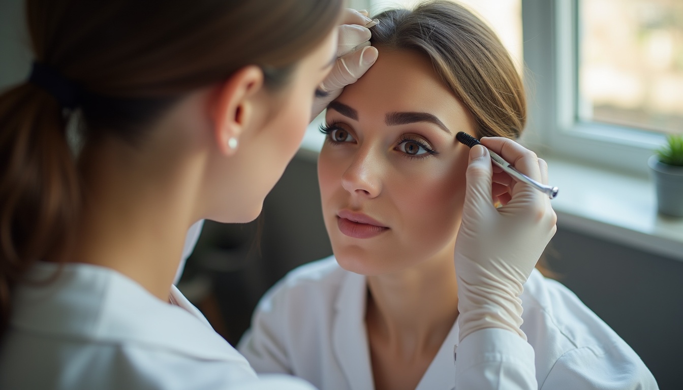 Femeie zâmbind cu sprâncene perfect conturate prin dermopigmentare