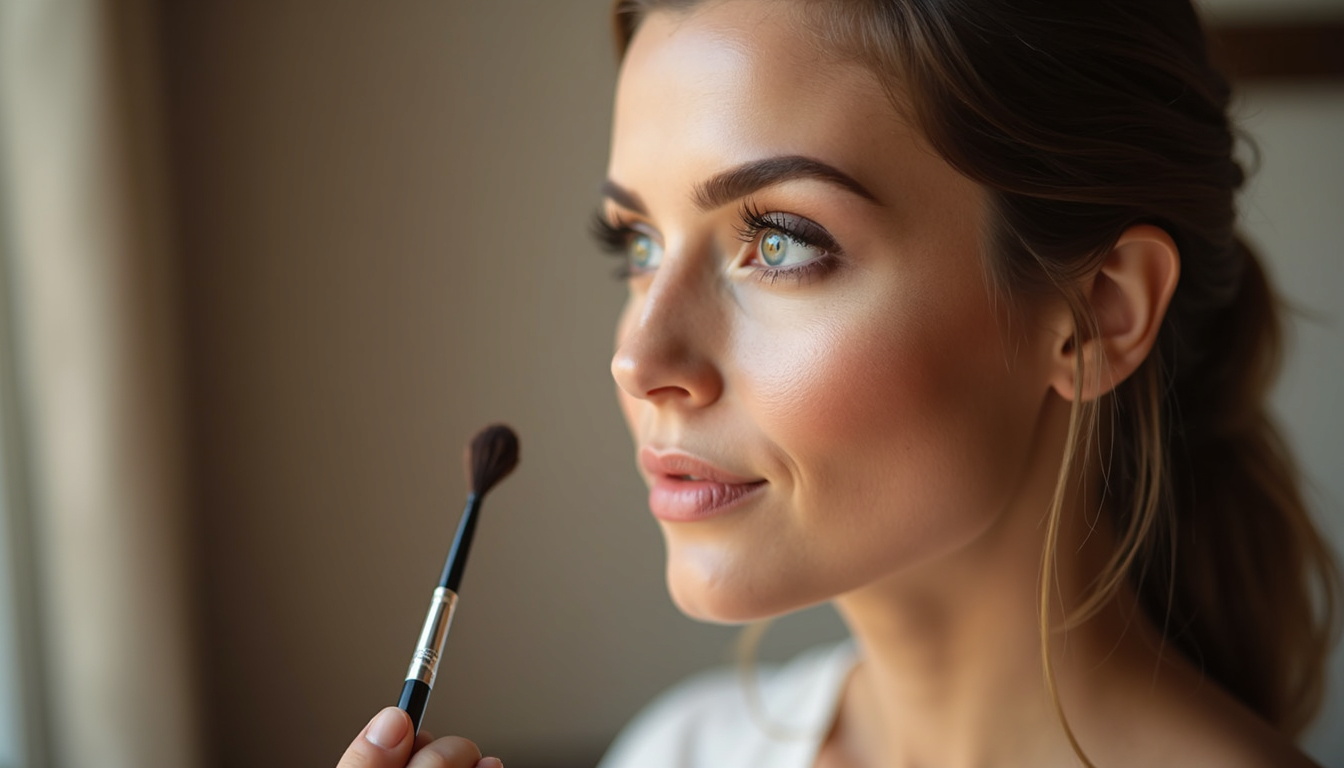 Femeie zâmbind cu sprancene powder perfect definite și naturale