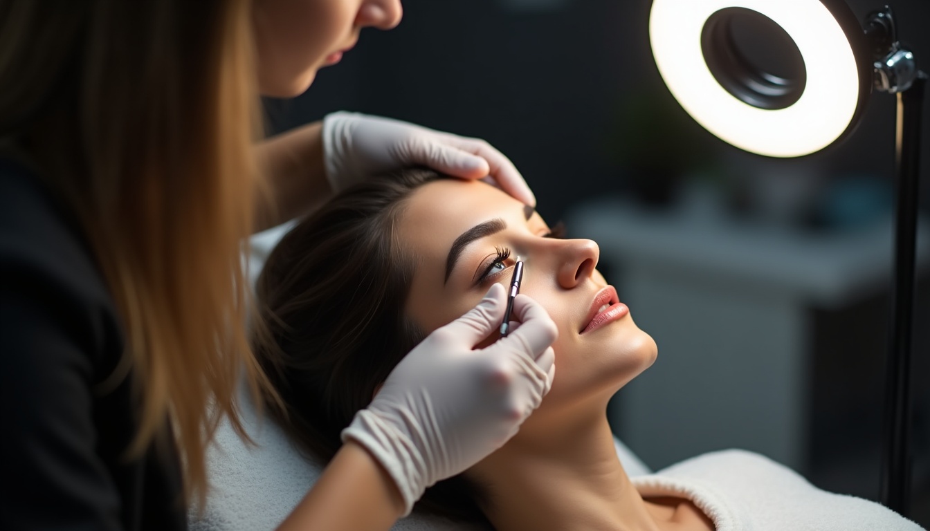 Femeie zâmbitoare cu sprâncene impecabile după microblading în Ploiești