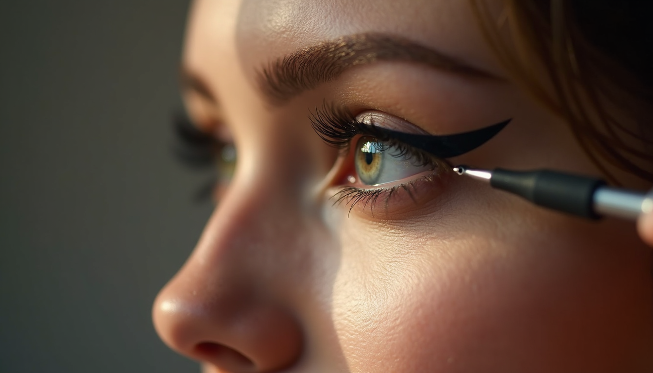 Ochii unei femei cu eyeliner permanent perfect conturat, ilustrând beneficiile micropigmentării pentru o privire impecabilă.