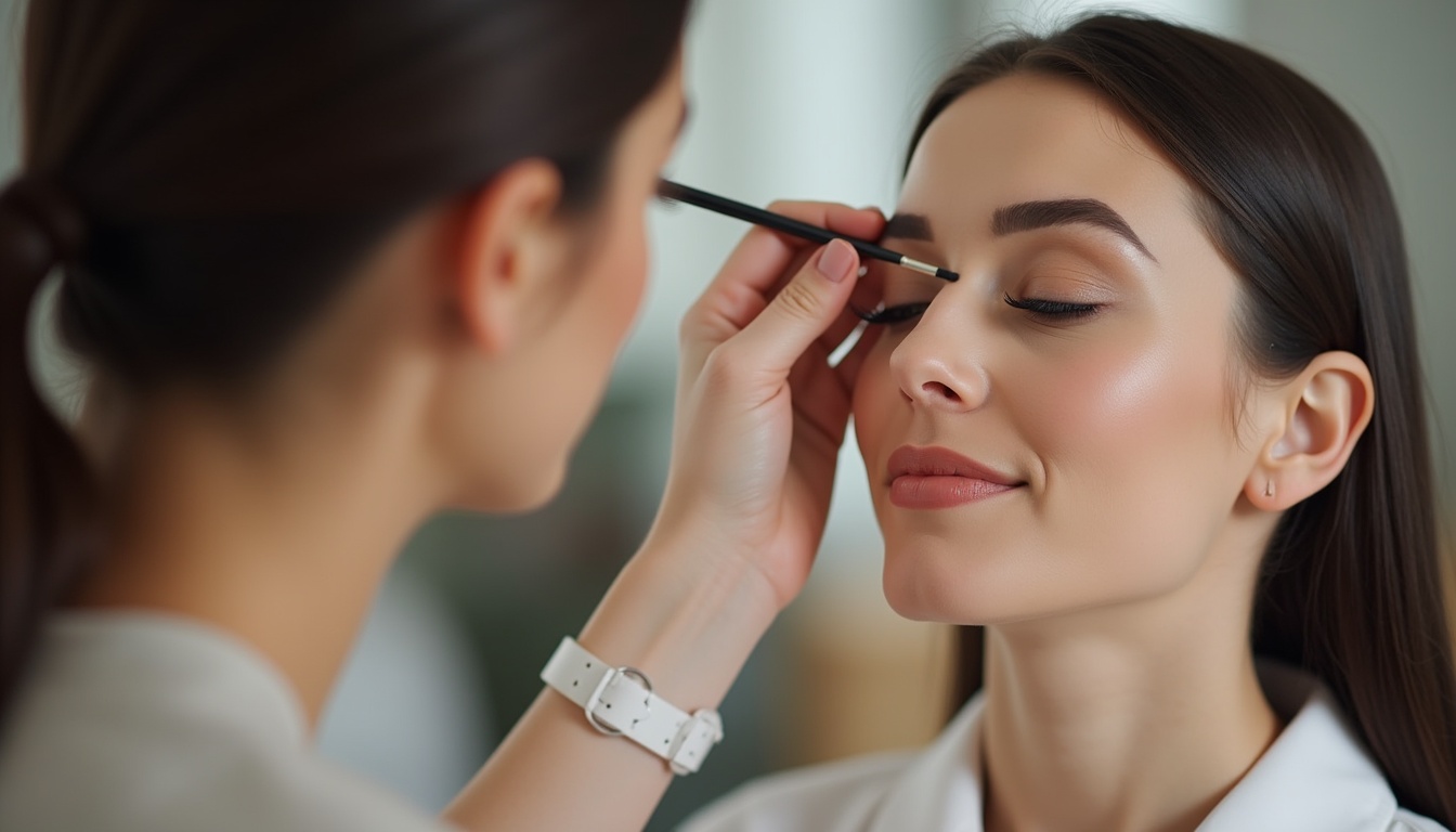 Femeie cu sprâncene impecabile după micropigmentare powder în 2026