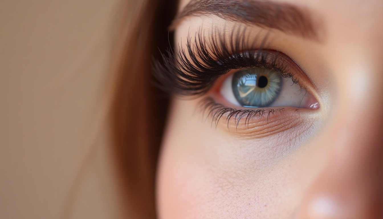 Ochi cu gene lungi, curbate, laminate, ilustrând beneficiile laminării genelor și aspectul lor magnetic. Imaginea sugerează