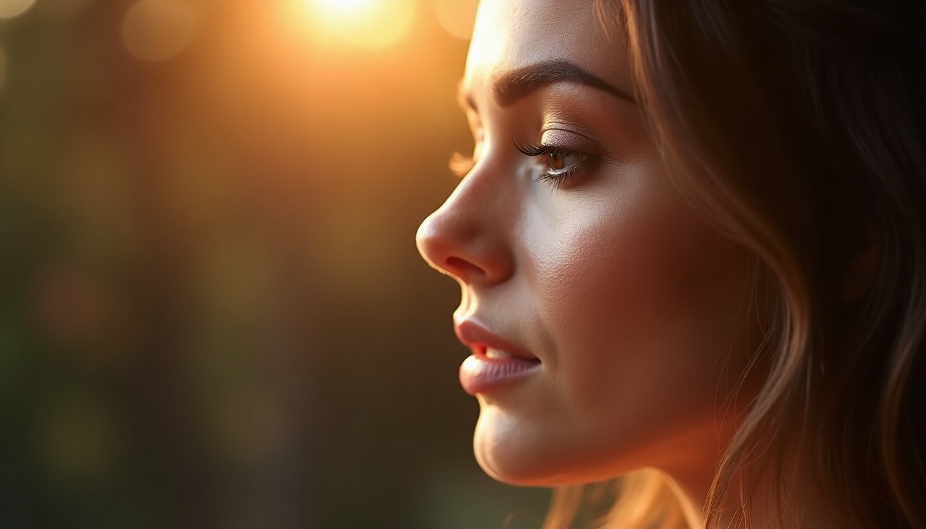 Femeie zâmbind cu sprâncene perfect conturate prin tatuaj permanent